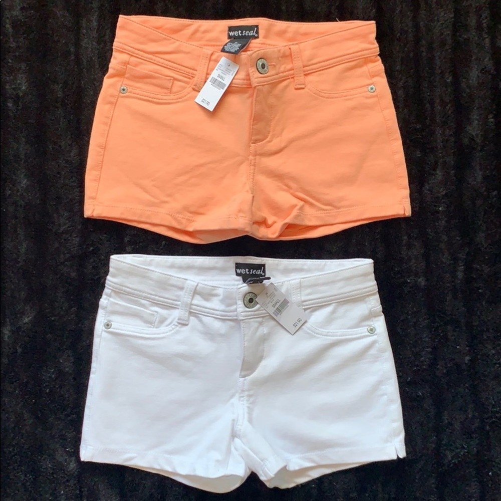 Wet Seal Bundle - 5 pocket Shorts (White, Salmon)
